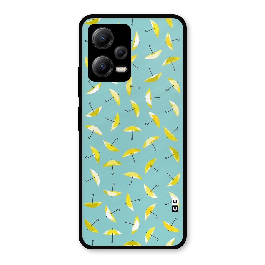 Yellow Umbrella Pattern Metal Back Case for Redmi Note 12 5G