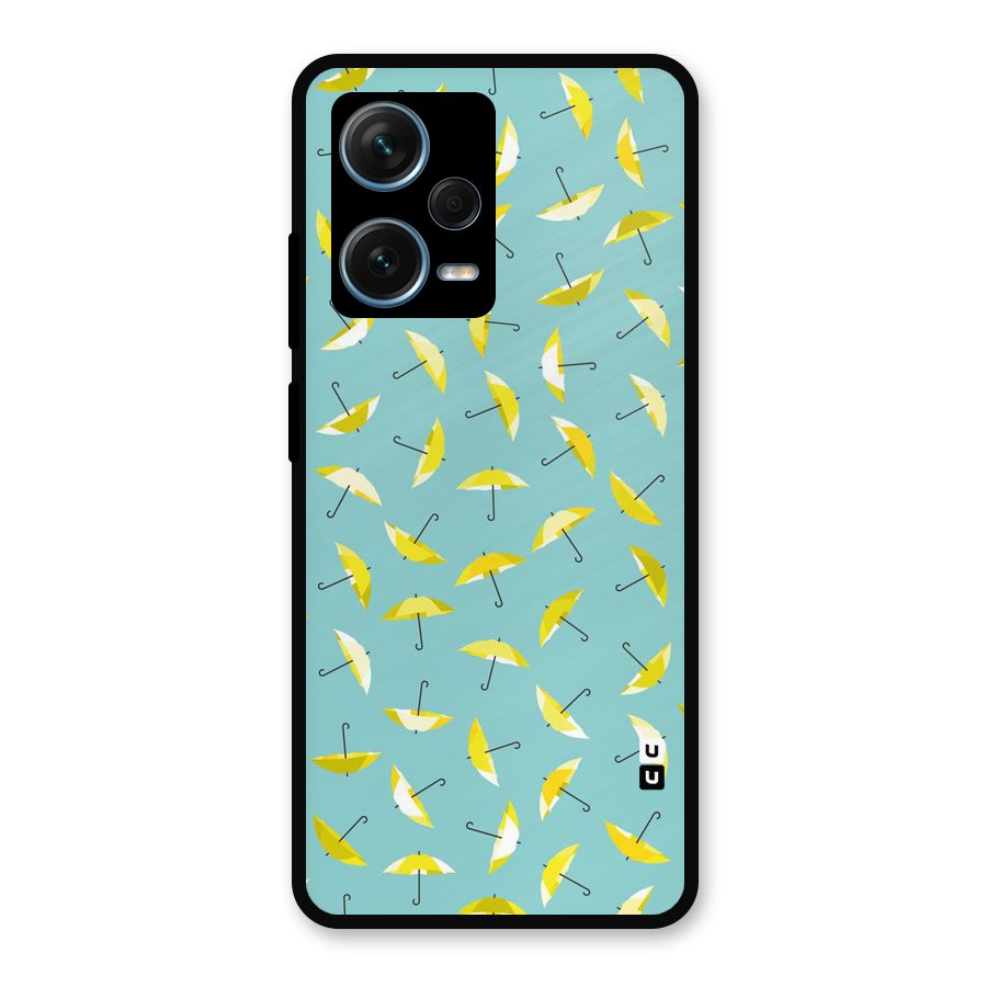 Yellow Umbrella Pattern Metal Back Case for Redmi Note 12 Pro Plus 5G