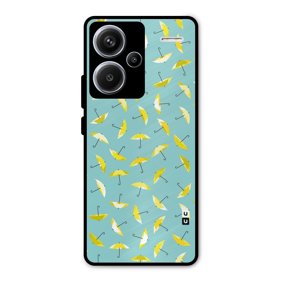 Yellow Umbrella Pattern Metal Back Case for Redmi Note 13 Pro Plus