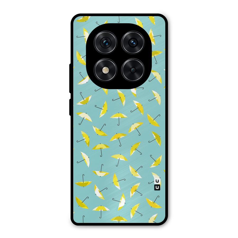 Yellow Umbrella Pattern Metal Back Case for Redmi Note 14 Pro 5G