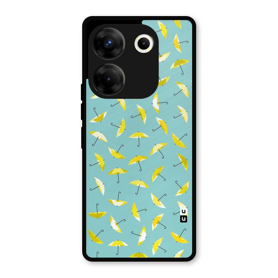 Yellow Umbrella Pattern Metal Back Case for Tecno Camon 20