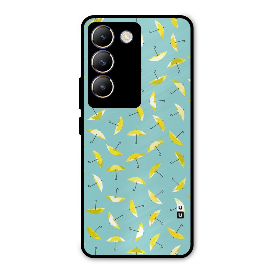 Yellow Umbrella Pattern Metal Back Case for Vivo T3 5G