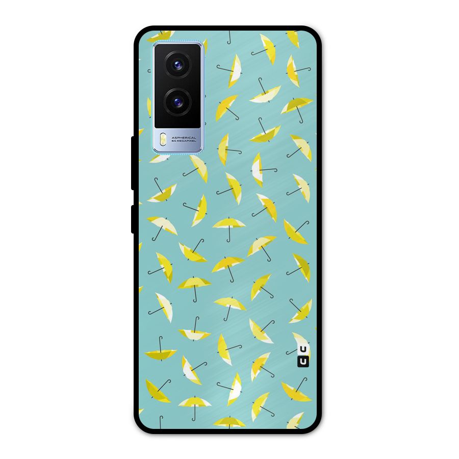 Yellow Umbrella Pattern Metal Back Case for Vivo V21e 5G