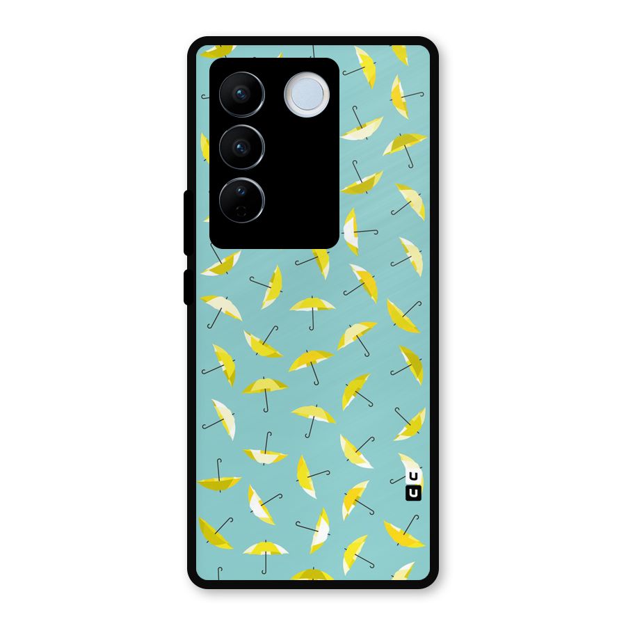 Yellow Umbrella Pattern Metal Back Case for Vivo V27