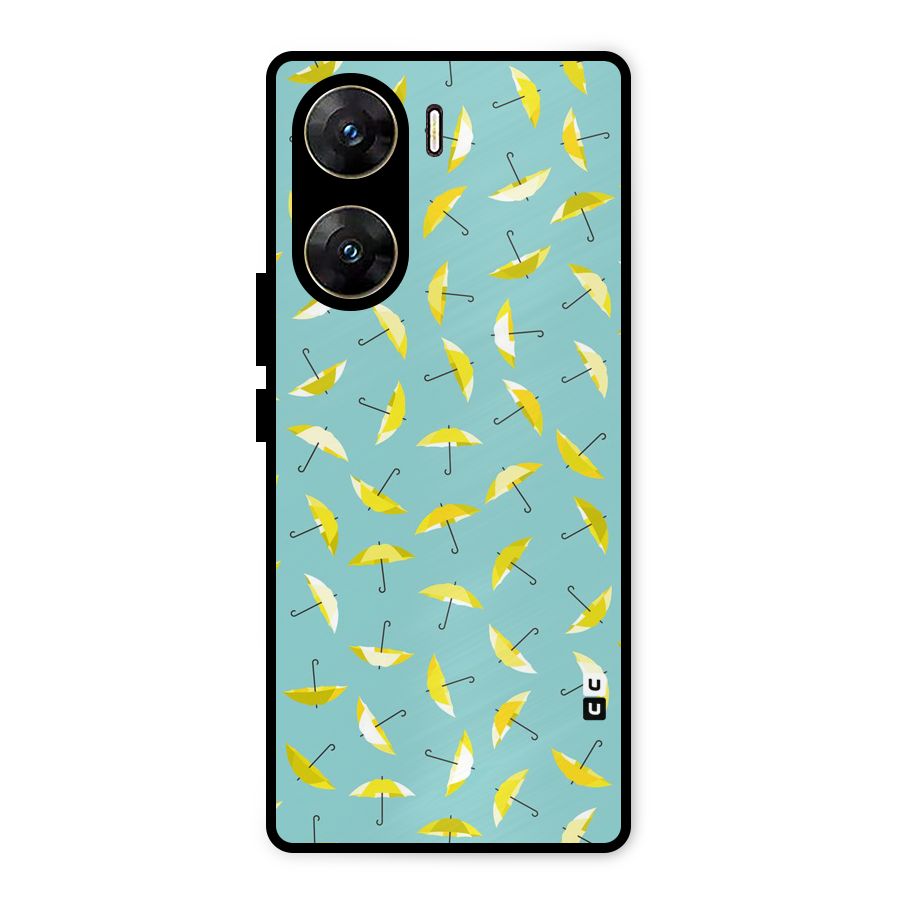 Yellow Umbrella Pattern Metal Back Case for Vivo V29e