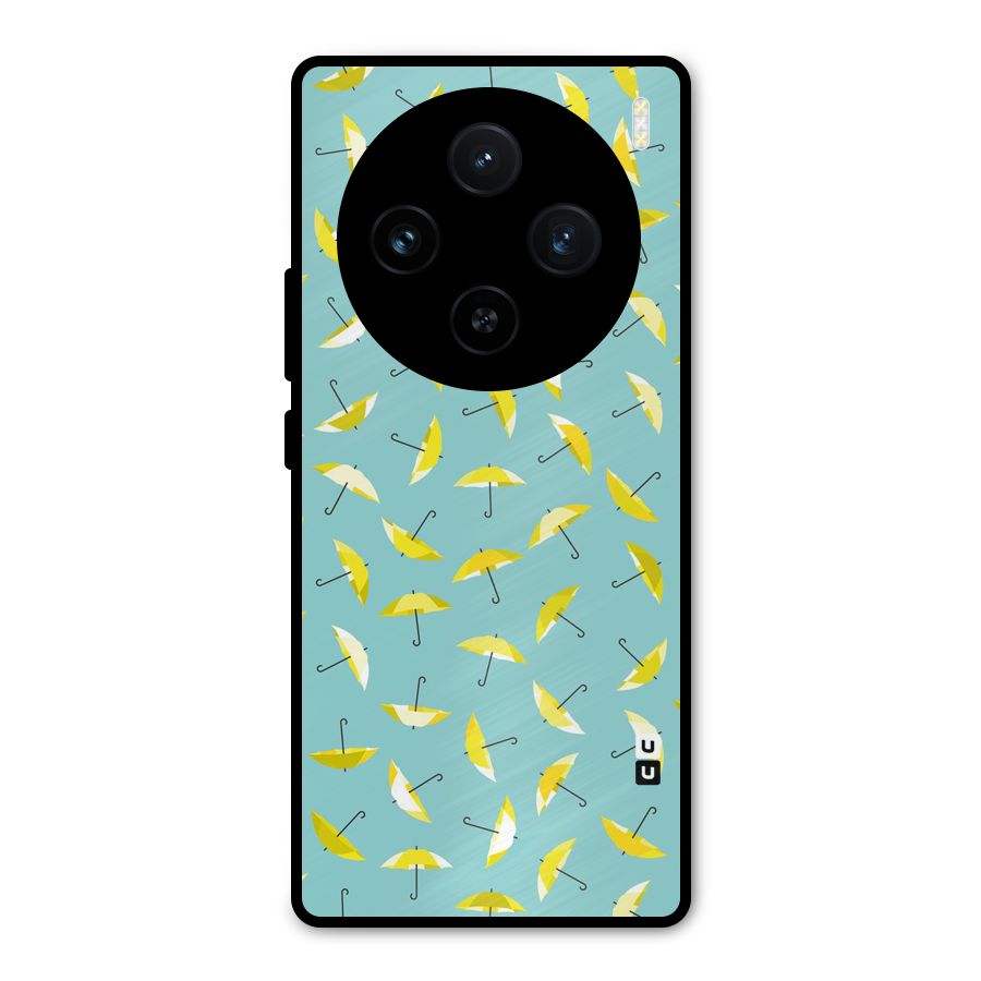 Yellow Umbrella Pattern Metal Back Case for Vivo X100
