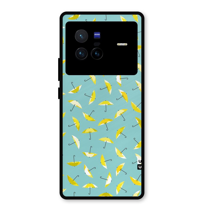 Yellow Umbrella Pattern Metal Back Case for Vivo X80