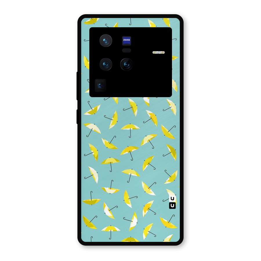 Yellow Umbrella Pattern Metal Back Case for Vivo X80 Pro