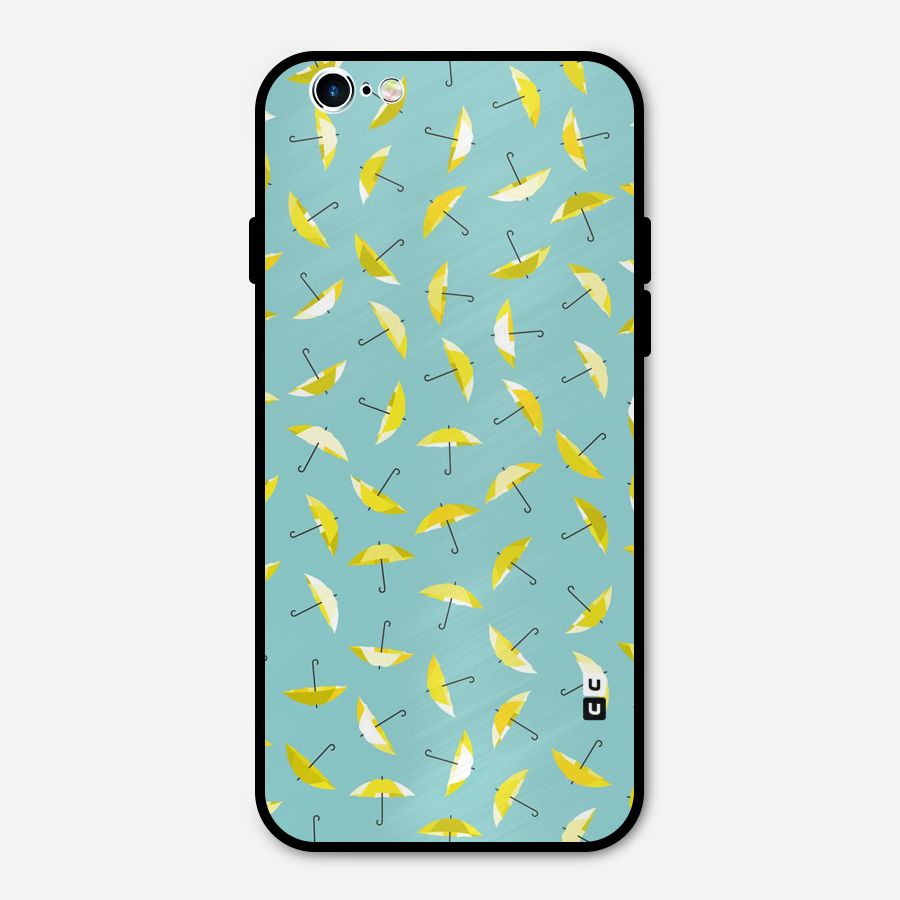 Yellow Umbrella Pattern Metal Back Case for iPhone 6 6s
