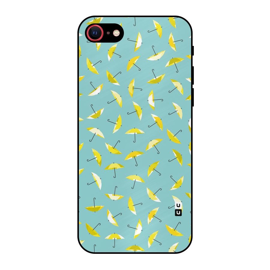 Yellow Umbrella Pattern Metal Back Case for iPhone 7