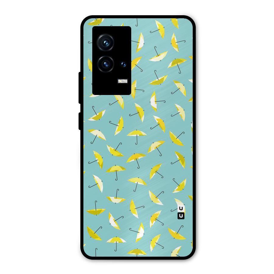 Yellow Umbrella Pattern Metal Back Case for iQOO 9 5G