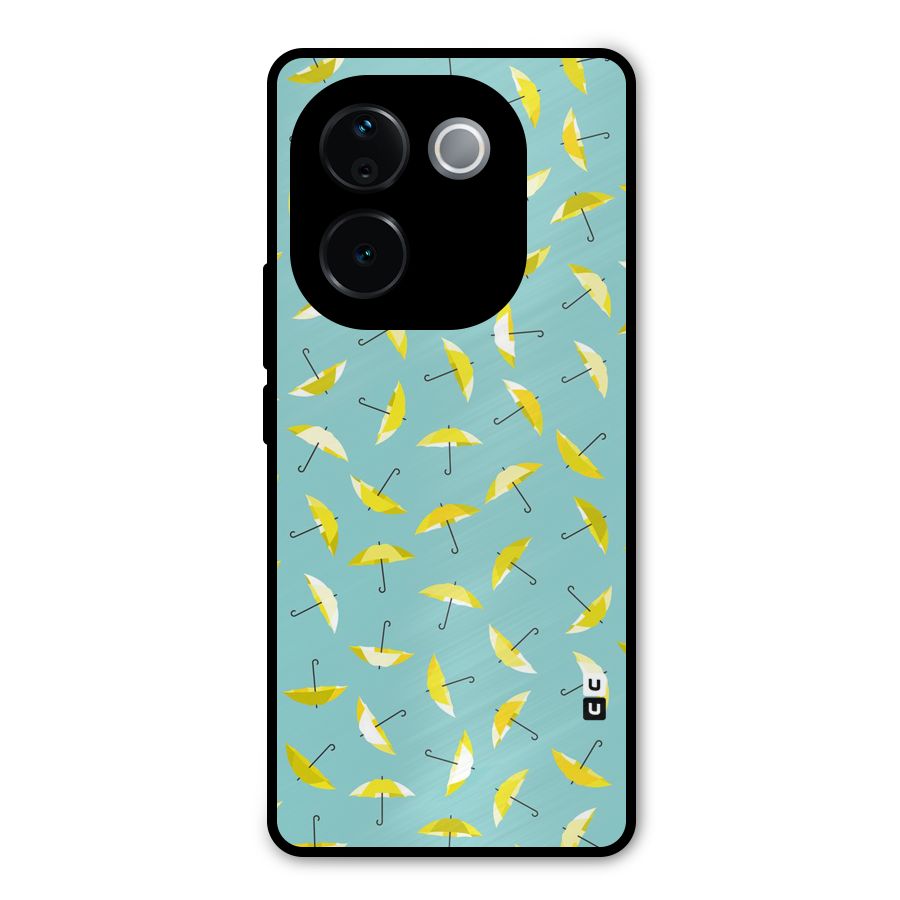 Yellow Umbrella Pattern Metal Back Case for iQOO Z9s Pro