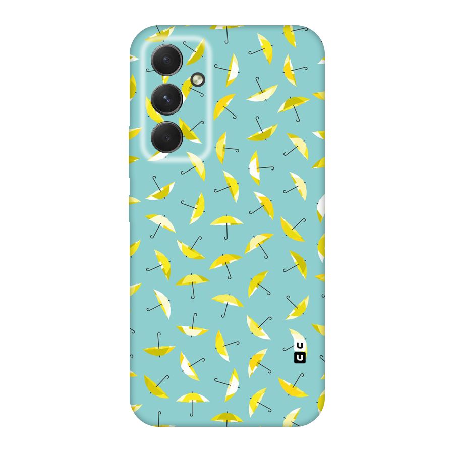 Yellow Umbrella Pattern Original Polycarbonate Back Case for Galaxy A54