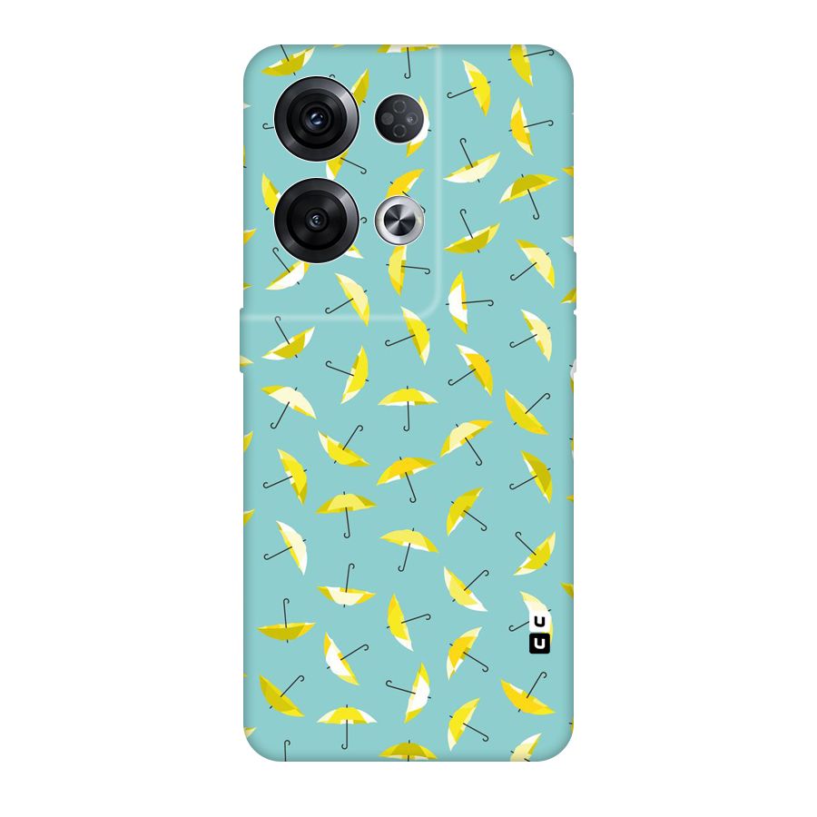 Yellow Umbrella Pattern Original Polycarbonate Back Case for Oppo Reno8 Pro 5G