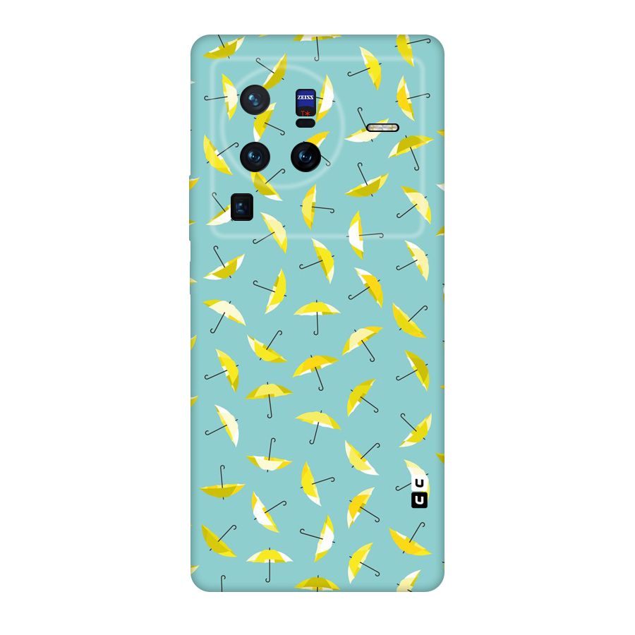 Yellow Umbrella Pattern Original Polycarbonate Back Case for Vivo X80