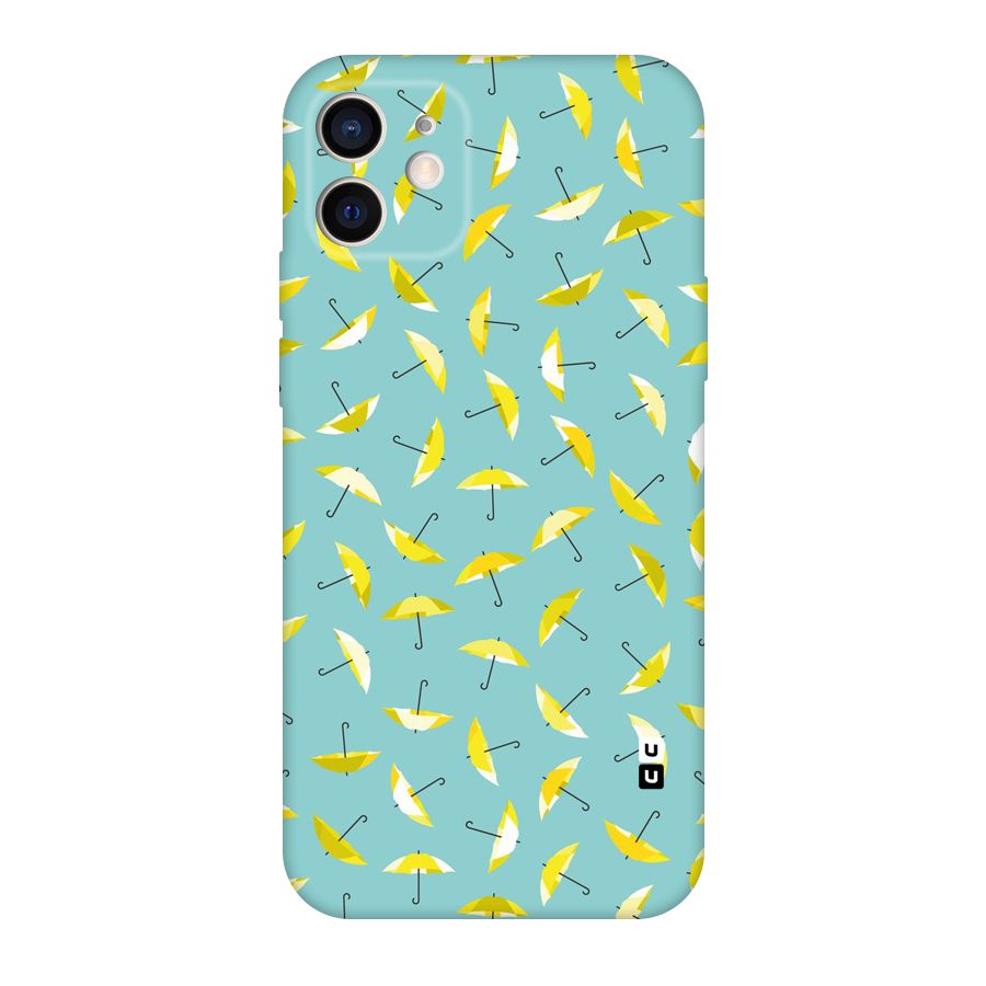 Yellow Umbrella Pattern Original Polycarbonate Back Case for iPhone 12