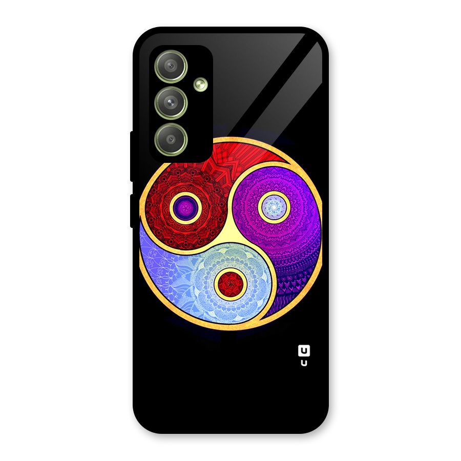 Yin Yang Mandala Design Glass Back Case for Galaxy A54