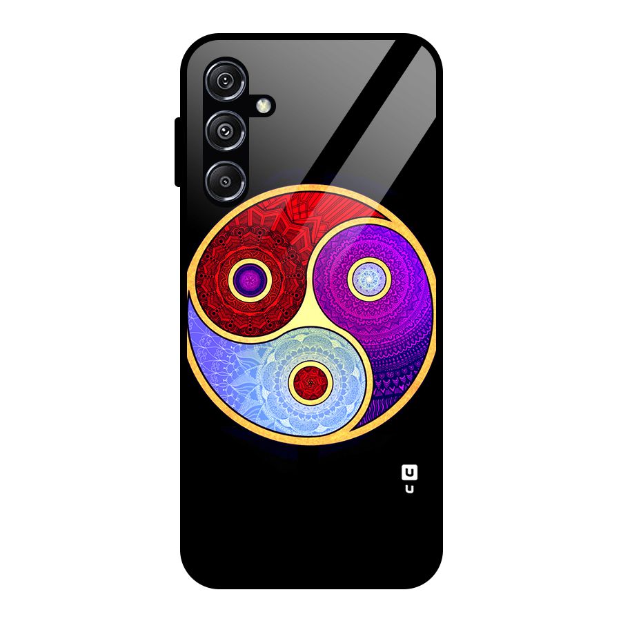 Yin Yang Mandala Design Glass Back Case for Galaxy M34 5G