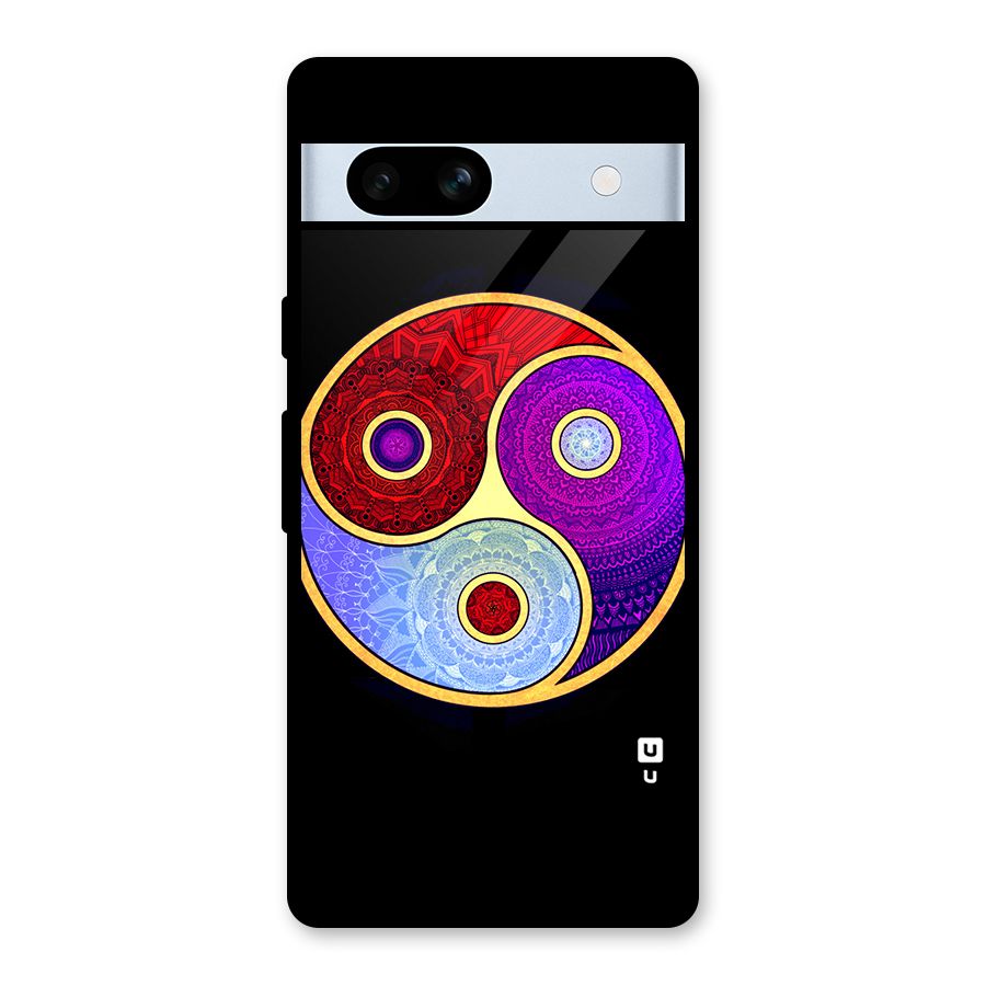 Yin Yang Mandala Design Glass Back Case for Google Pixel 7a