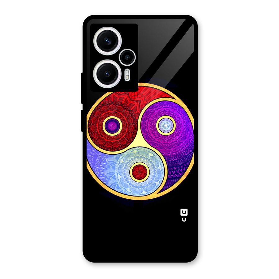 Yin Yang Mandala Design Glass Back Case for Poco F5