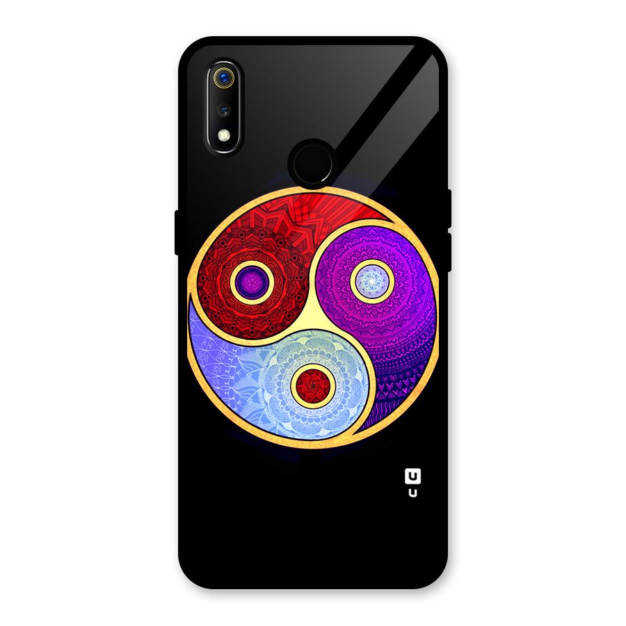 Yin Yang Mandala Design Glass Back Case for Realme 3