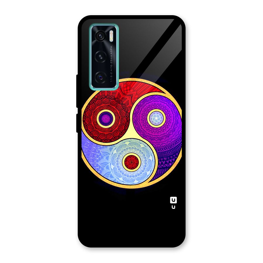 Yin Yang Mandala Design Glass Back Case for Vivo V20 SE