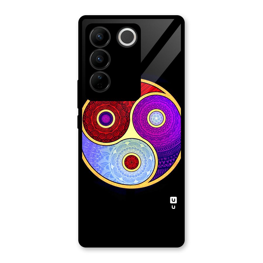 Yin Yang Mandala Design Glass Back Case for Vivo V27