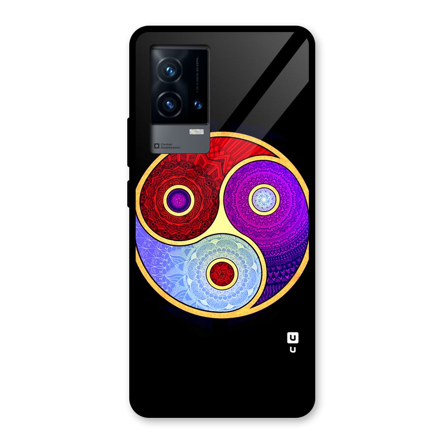 Yin Yang Mandala Design Glass Back Case for iQOO 9 5G