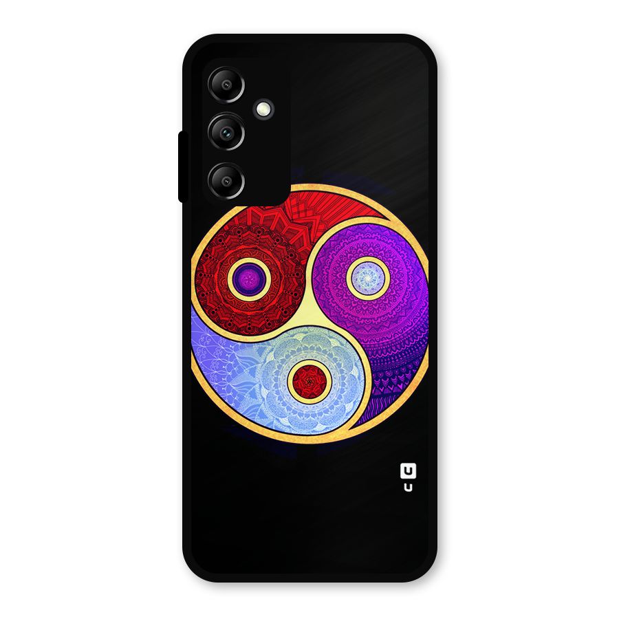 Yin Yang Mandala Design Metal Back Case for Galaxy A14 5G