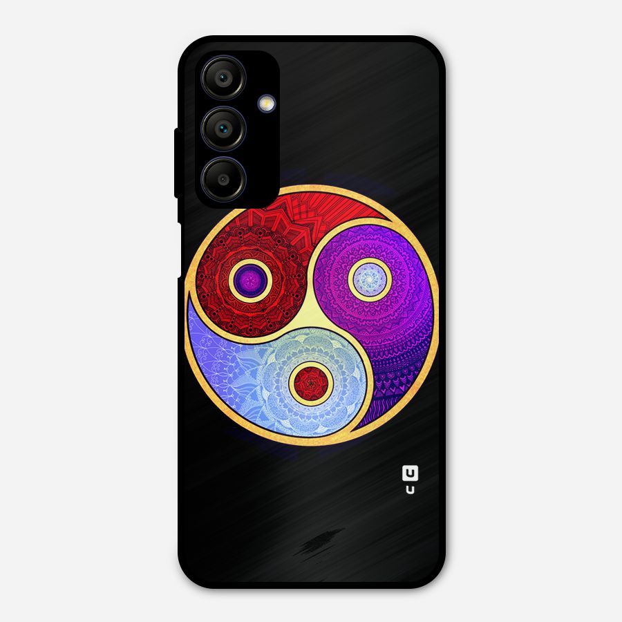 Yin Yang Mandala Design Metal Back Case for Galaxy A15 5G