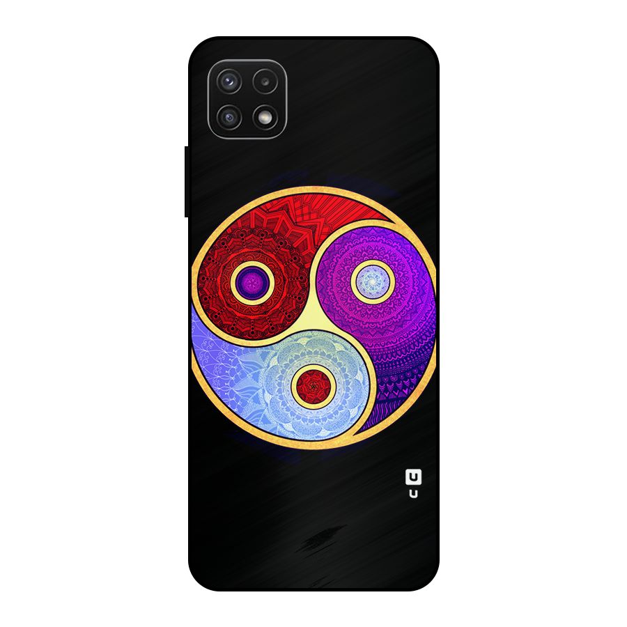 Yin Yang Mandala Design Metal Back Case for Galaxy A22 5G