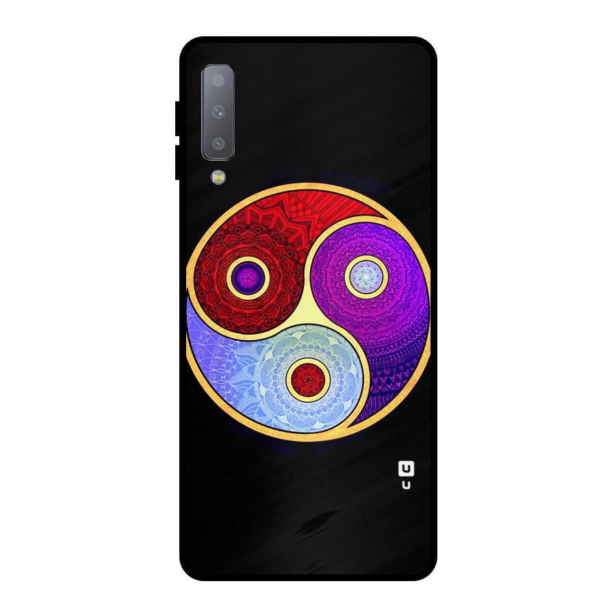 Yin Yang Mandala Design Metal Back Case for Galaxy A7 (2018)