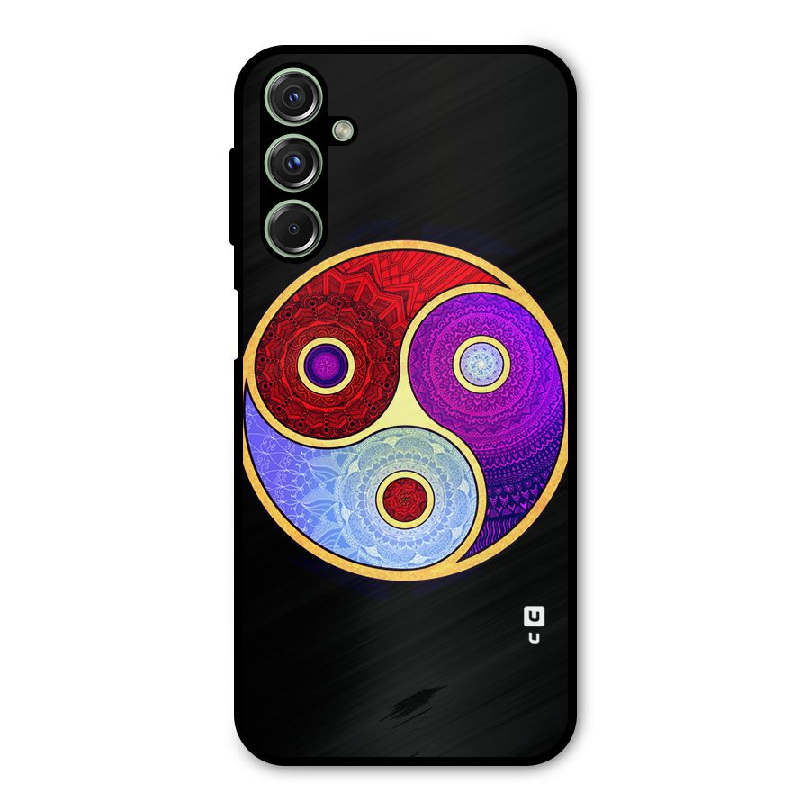 Yin Yang Mandala Design Metal Back Case for Galaxy F34