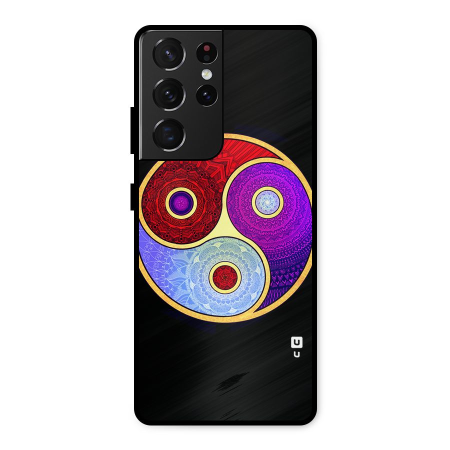 Yin Yang Mandala Design Metal Back Case for Galaxy S21 Ultra 5G
