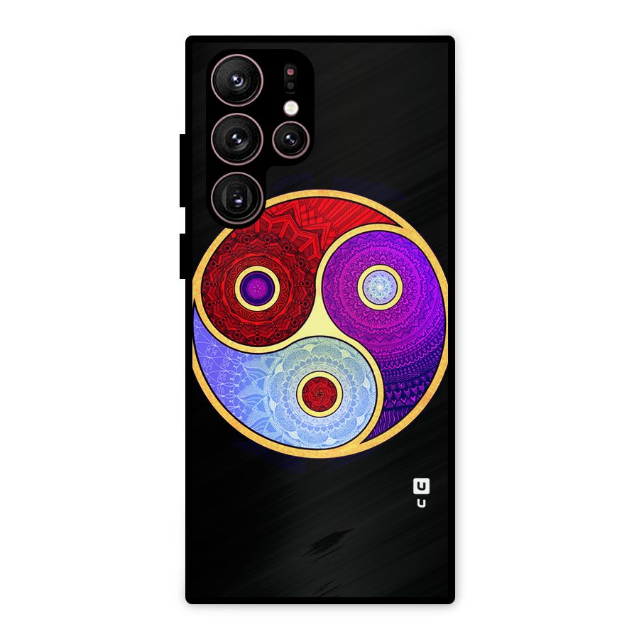 Yin Yang Mandala Design Metal Back Case for Galaxy S22 Ultra 5G