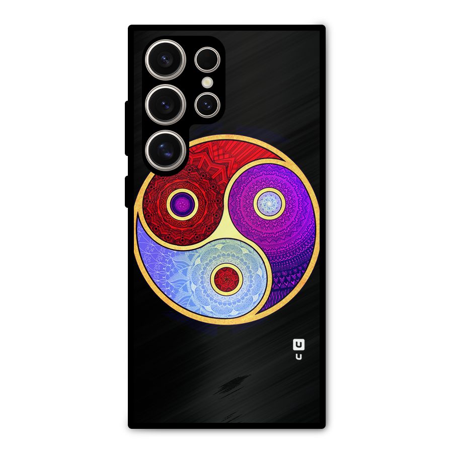 Yin Yang Mandala Design Metal Back Case for Galaxy S24 Ultra