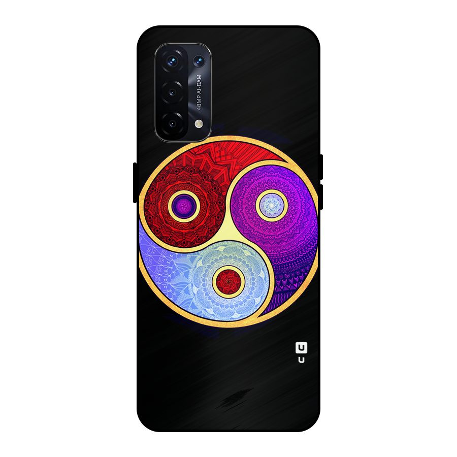Yin Yang Mandala Design Metal Back Case for Oppo A74 5G