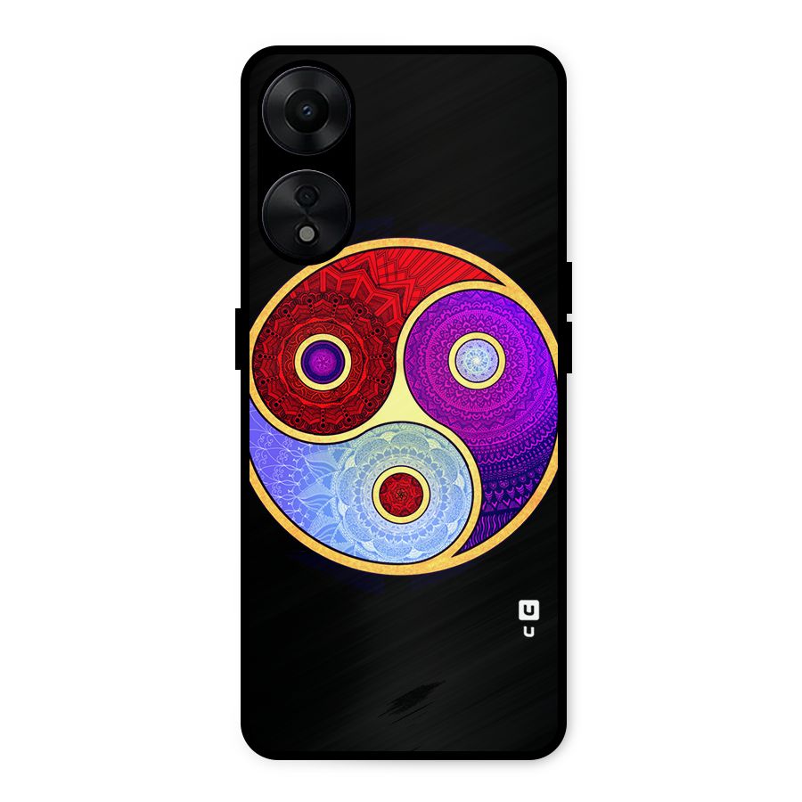Yin Yang Mandala Design Metal Back Case for Oppo A78 5G