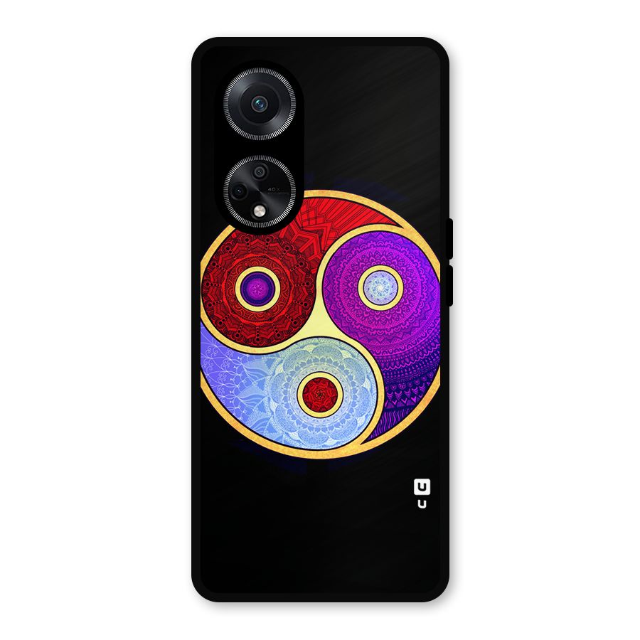 Yin Yang Mandala Design Metal Back Case for Oppo F23