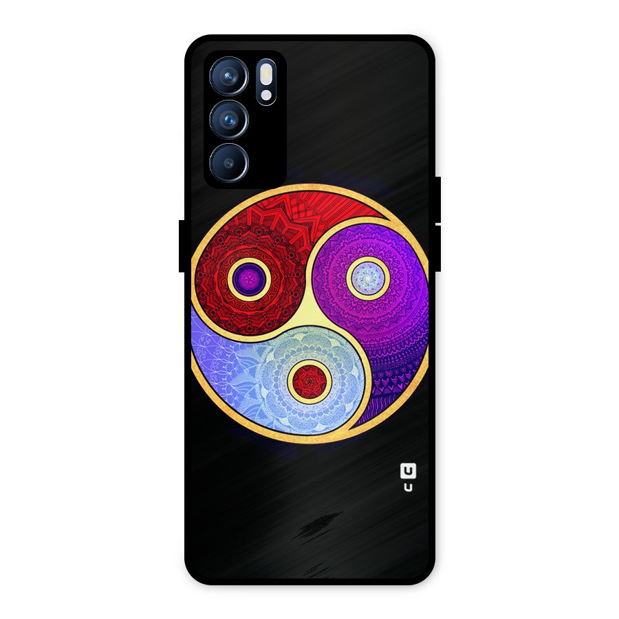 Yin Yang Mandala Design Metal Back Case for Oppo Reno6 5G