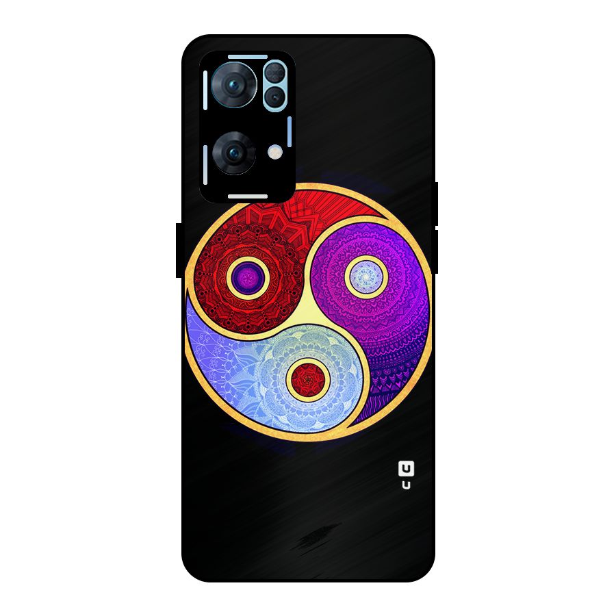 Yin Yang Mandala Design Metal Back Case for Oppo Reno7 Pro 5G