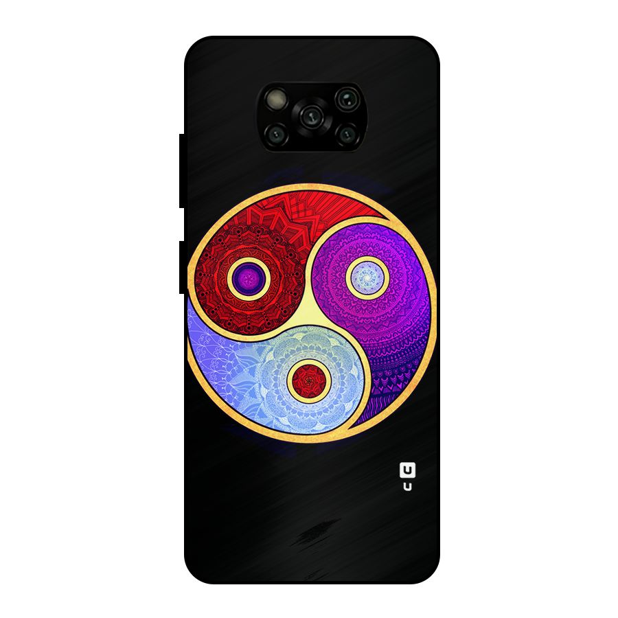 Yin Yang Mandala Design Metal Back Case for Poco X3