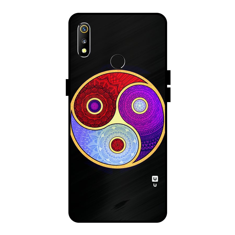 Yin Yang Mandala Design Metal Back Case for Realme 3i