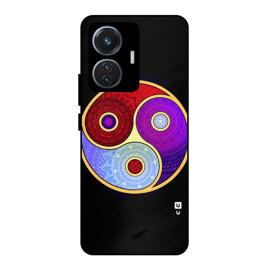 Yin Yang Mandala Design Metal Back Case for Vivo T1 44W
