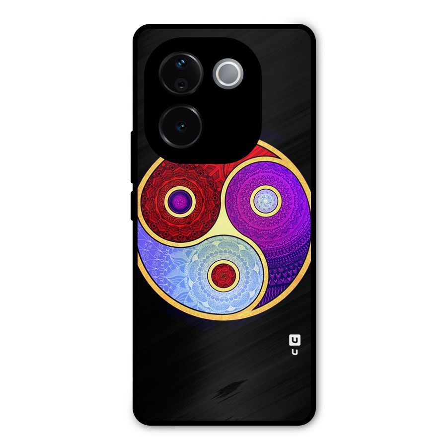 Yin Yang Mandala Design Metal Back Case for Vivo T3 Pro