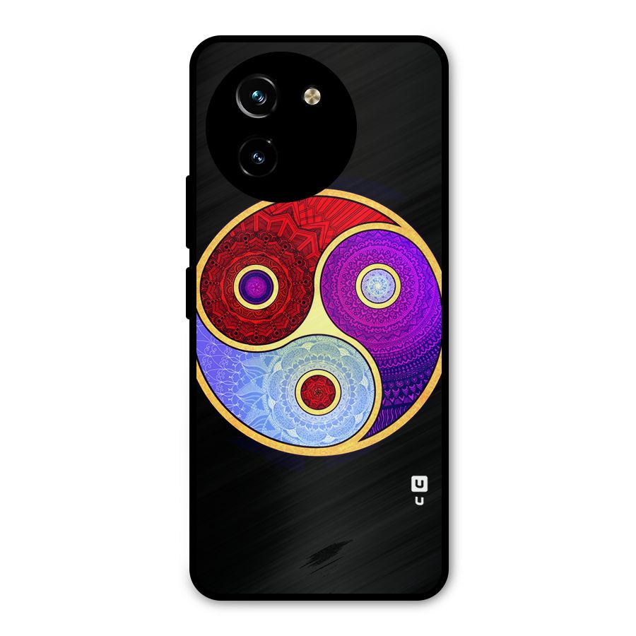 Yin Yang Mandala Design Metal Back Case for Vivo T3x