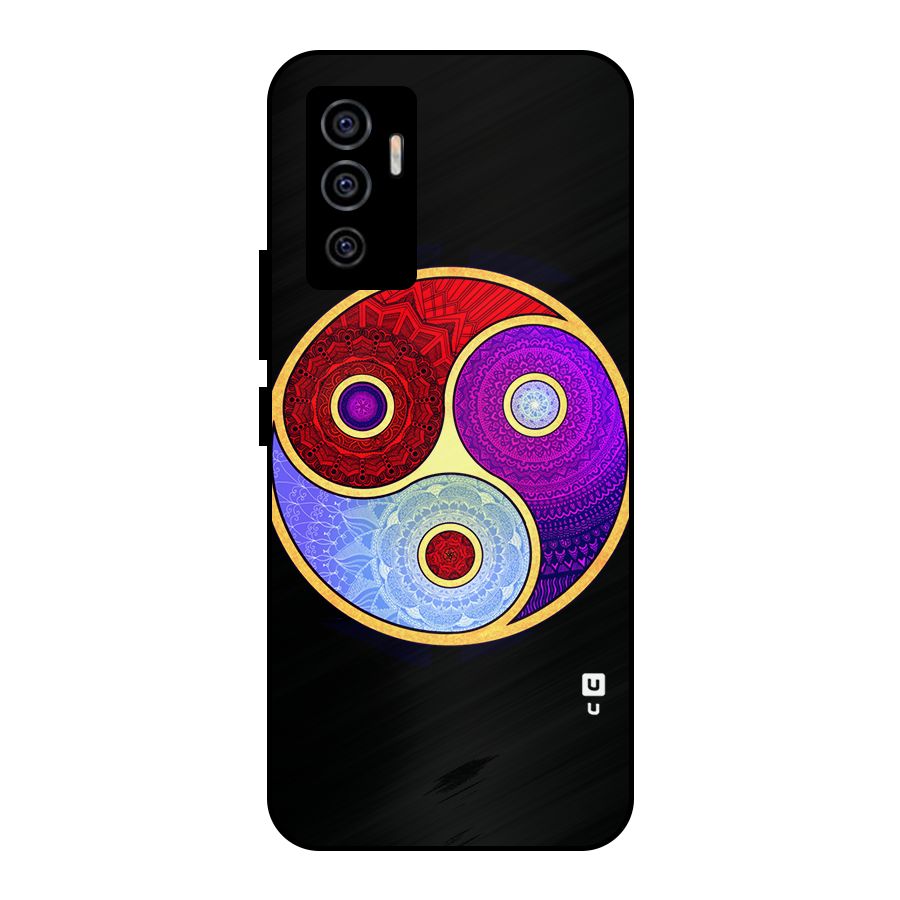 Yin Yang Mandala Design Metal Back Case for Vivo V23e
