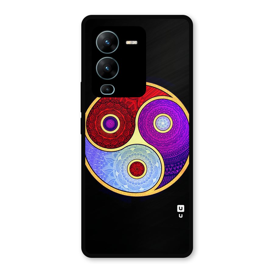 Yin Yang Mandala Design Metal Back Case for Vivo V25 Pro