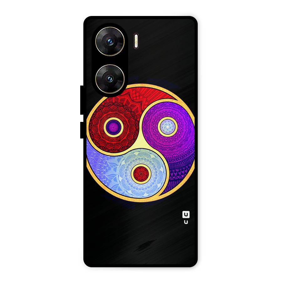Yin Yang Mandala Design Metal Back Case for Vivo V29e