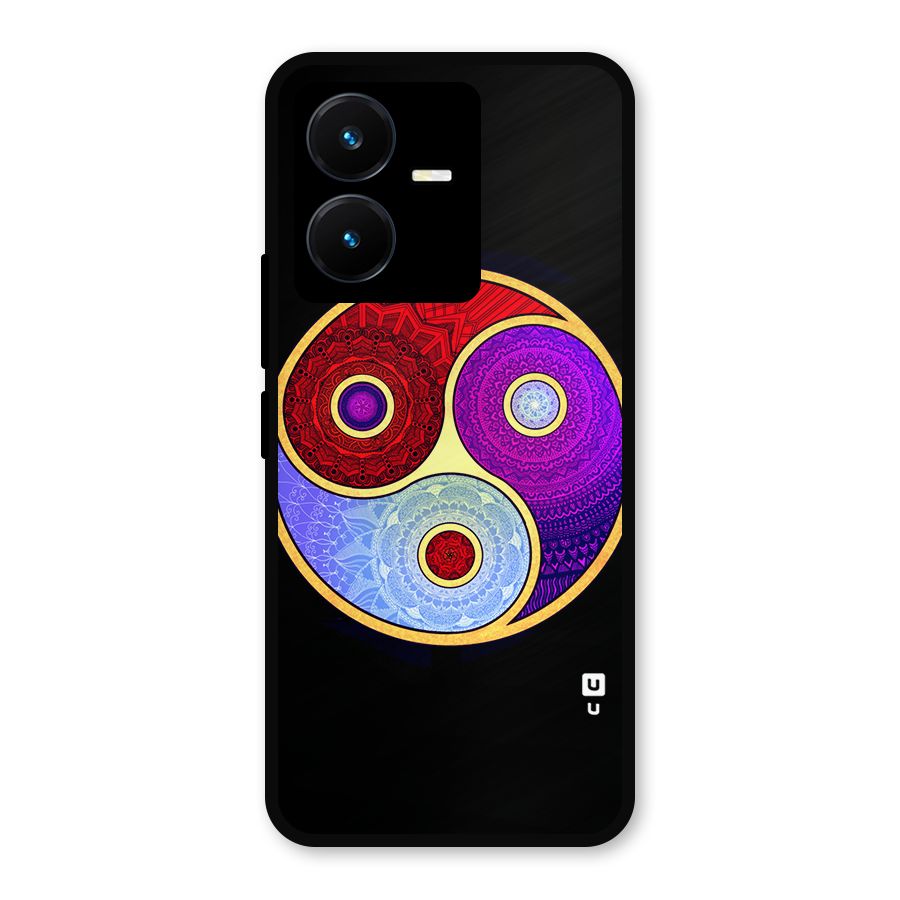 Yin Yang Mandala Design Metal Back Case for Vivo Y22